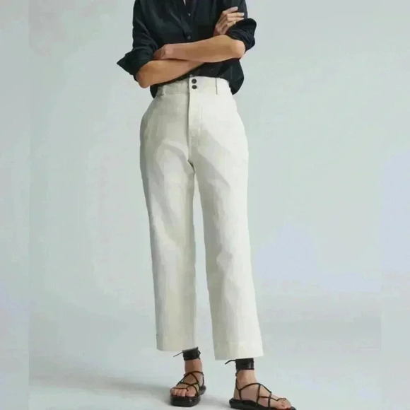 Everlane NWT Womens Organic Cotton straight Leg Pants in Bone Size 10 - Picture 1 of 10